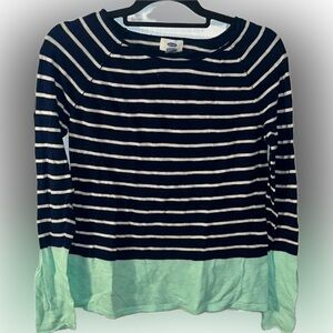 Old Navy Long Sleeve Top Women’s Medium Navy White Mint Striped